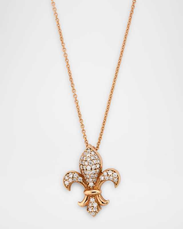Talisman 18K Rose Gold Diamond Fleur De Lis Necklace
